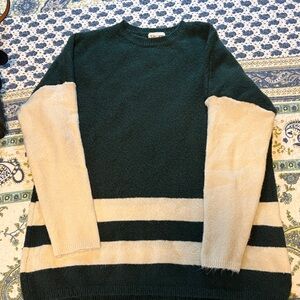 Chic Forest Green and Cream Women's Sweater
